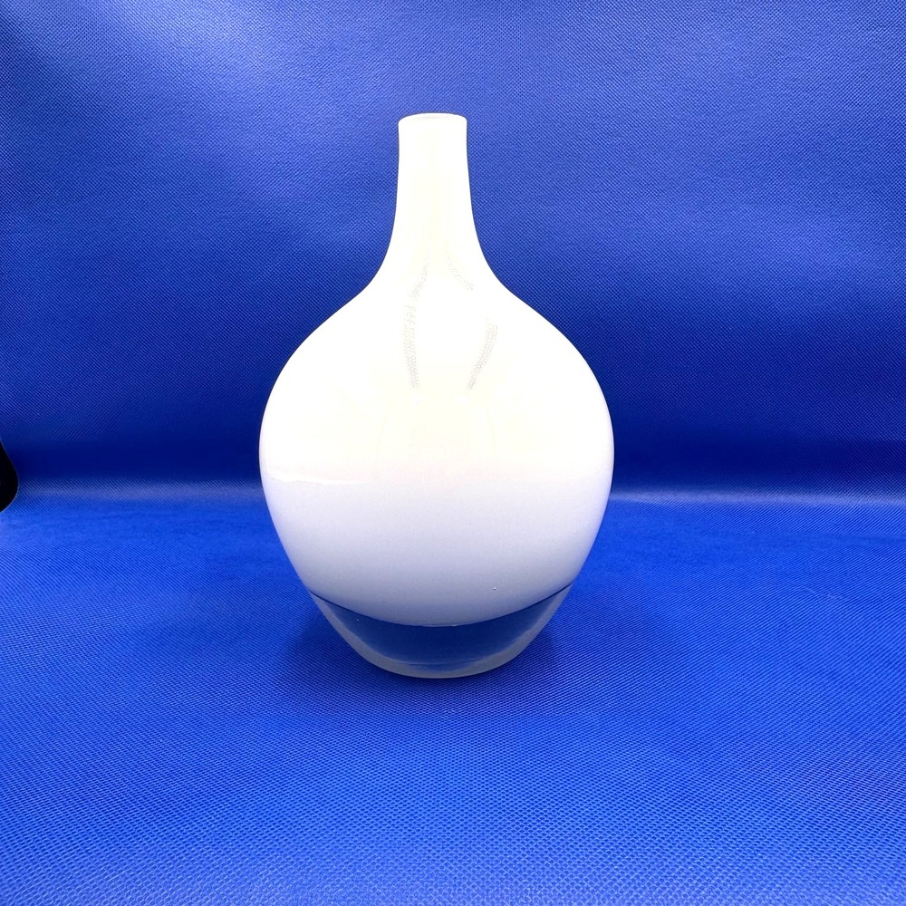 IKEA‎ Salong MCM Style Handmade Opaque White Cased Glass Vase, 8" Tall